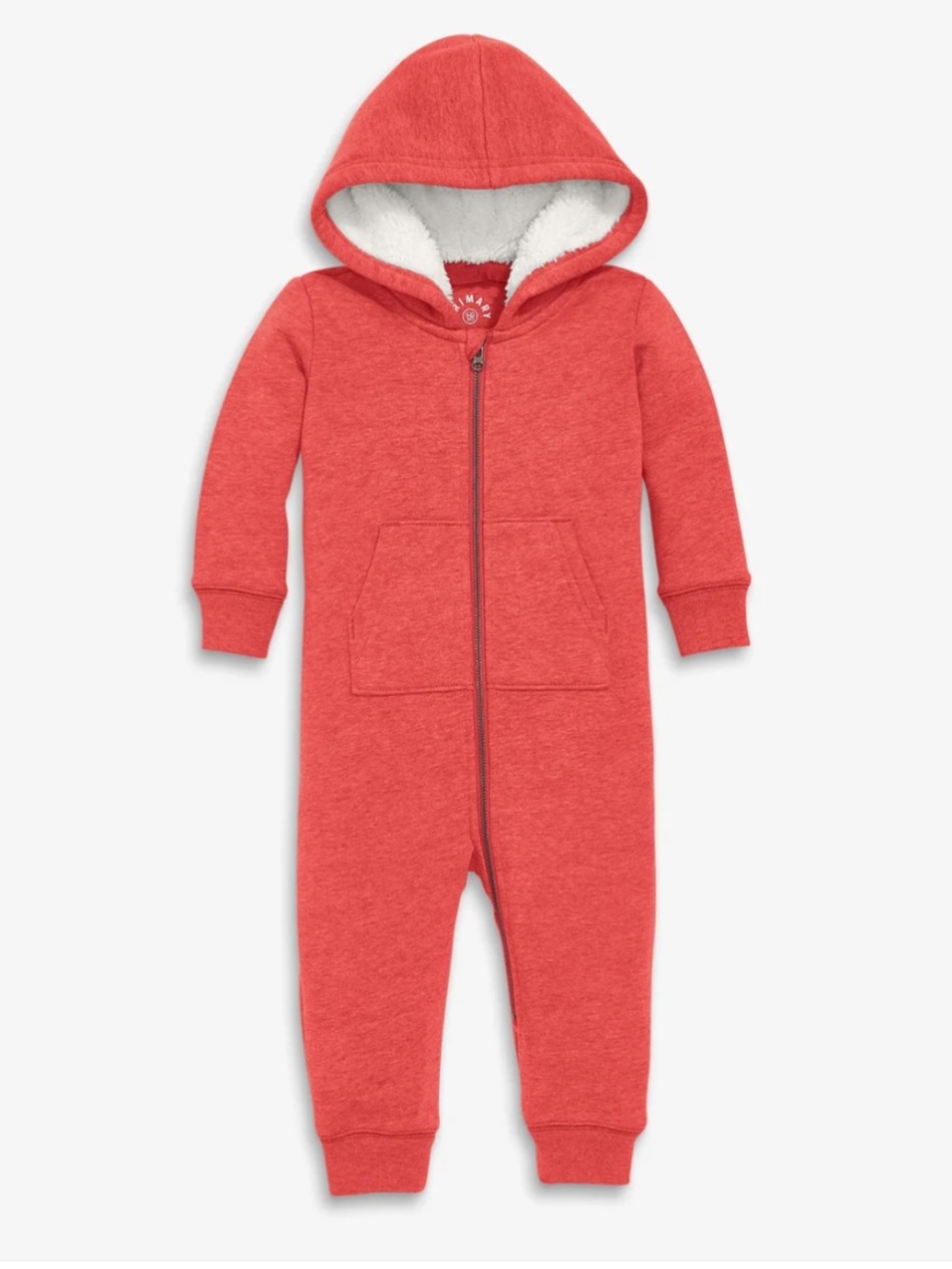 Primary Baby Teddy Fleece-Lined Zip Romper in Vibrant Pink | 12-18m